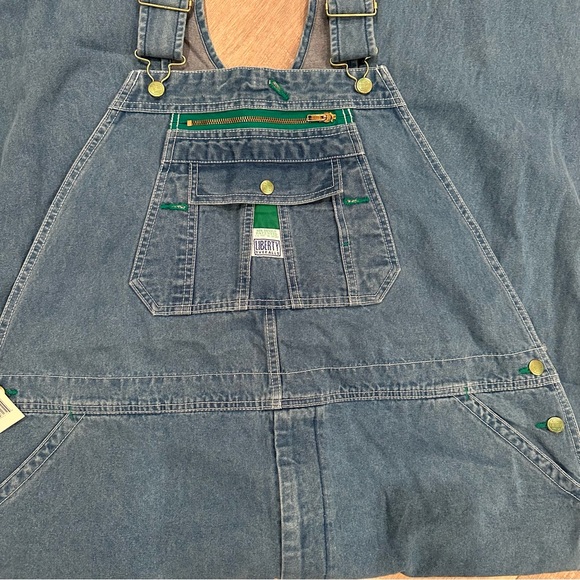 LIBERTY MENS BIB OVERALLS WASHED DENIM 48 X 30 ZIPPER FLY NEW - Picture 2 of 7